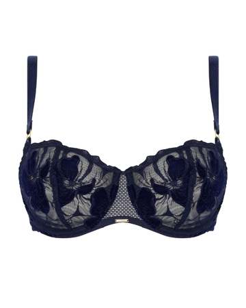 Chantelle 12Q5 Marine Blue Velvet Demi Underwire Bra myselflingerie.com